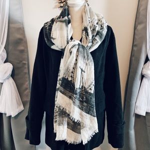 Black pea coat paired with scarf